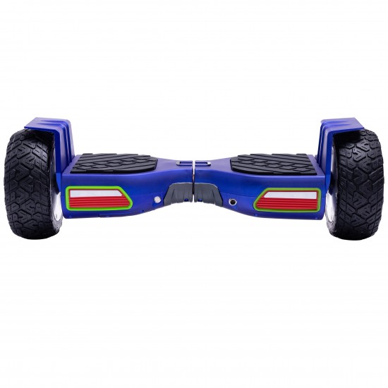 Set Hoverboard All Terrain cu Scaun, Hoverkart Ergonomic, Boxe Bluetooth, Lumini LED si Auto Balans, roti 8.5'', 15km Autonomie, Putere 700W, Baterie 4Ah Samsung Cell, Smart Balance Hummer Blue 8