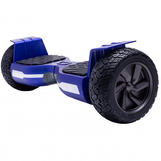 Set Hoverboard All Terrain cu Scaun, Hoverkart Negru cu Suspensii Duble, Boxe Bluetooth, Lumini LED si Auto Balans, roti 8.5'', 15km Autonomie, Putere 700W, Baterie 4Ah Samsung Cell, Smart Balance Hummer Blue 6