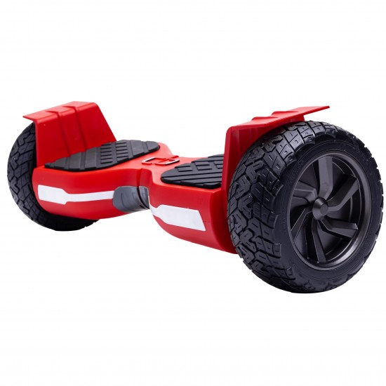 Set Hoverboard All Terrain cu Scaun, Hoverkart Negru cu Suspensii Duble, Boxe Bluetooth, Lumini LED si Auto Balans, roti 8.5'', 15km Autonomie, Putere 700W, Baterie 4Ah Samsung Cell, Smart Balance Hummer Red 8