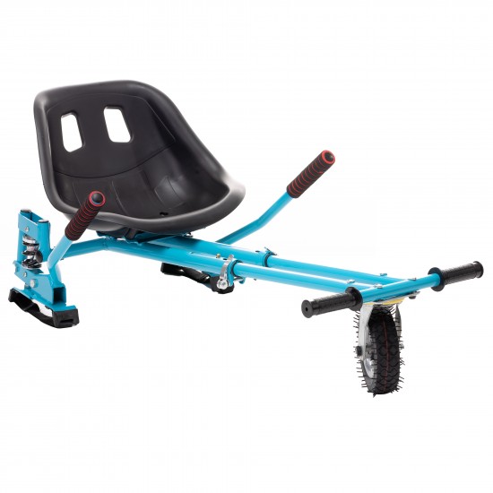 Set Hoverboard cu Scaun, Hoverkart Albastru cu Suspensii Duble, Boxe Bluetooth, Lumini LED si Auto Balans, roti 6.5'', 15km Autonomie, Putere 700W, Baterie 4Ah Samsung Cell, Smart Balance Regular Blue PowerBoard 4