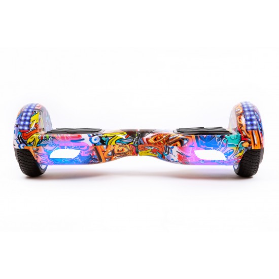 Pachet Hoverboard 6.5 inch cu Scaun Confort, Regular HipHop Orange PRO, Autonomie Extinsa si Hoverkart cu Burete Negru, Smart Balance 3