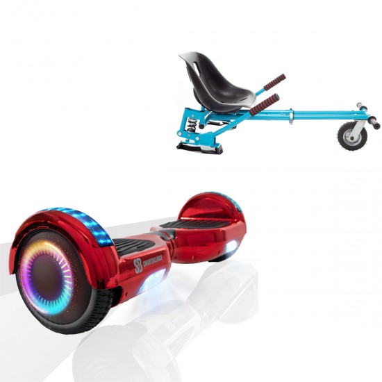 Pachet Hoverboard 6.5 inch cu Scaun cu Suspensii, Regular ElectroRed PRO, Autonomie Extinsa si Hoverkart Albastru cu Suspensii Duble, Smart Balance