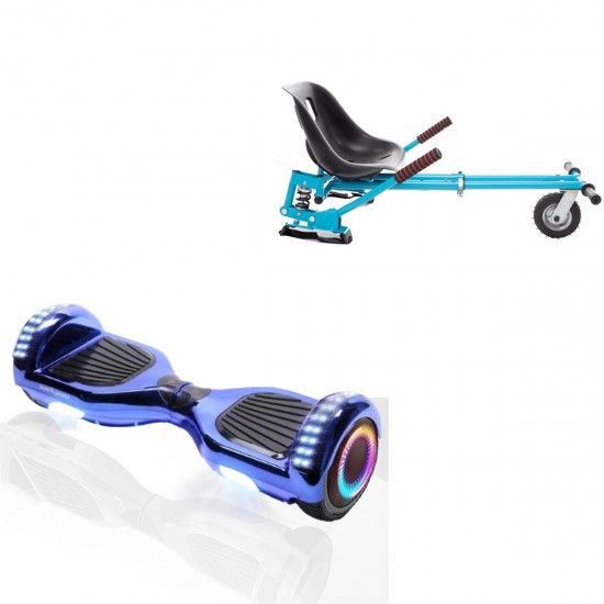 Pachet Hoverboard 6.5 inch cu Scaun cu Suspensii, Regular ElectroBlue PRO, Autonomie Extinsa si Hoverkart Albastru cu Suspensii Duble, Smart Balance