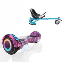Pachet Hoverboard 6.5 inch cu Scaun cu Suspensii, Regular Galaxy Pink PRO, Autonomie Standard si Hoverkart Albastru cu Suspensii Duble, Smart Balance