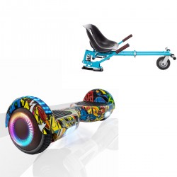 Pachet Hoverboard 6.5 inch cu Scaun cu Suspensii, Regular HipHop PRO, Autonomie Extinsa si Hoverkart Albastru cu Suspensii Duble, Smart Balance