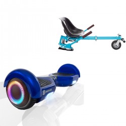 Pachet Hoverboard 6.5 inch cu Scaun cu Suspensii, Regular Blue PowerBoard PRO, Autonomie Extinsa si Hoverkart Albastru cu Suspensii Duble, Smart Balance