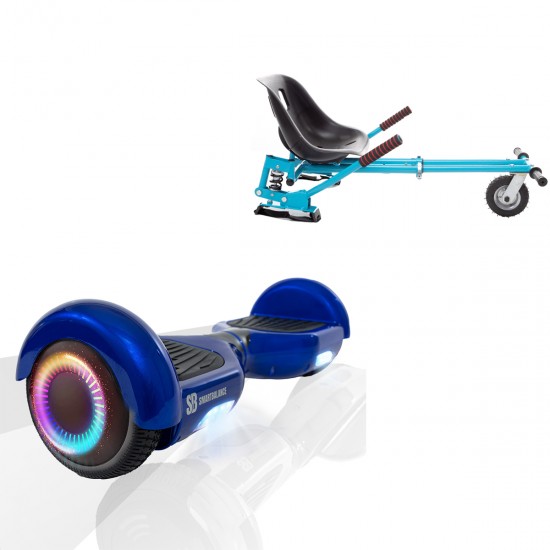 Pachet Hoverboard 6.5 inch cu Scaun cu Suspensii, Regular Blue PowerBoard PRO, Autonomie Standard si Hoverkart Albastru cu Suspensii Duble, Smart Balance