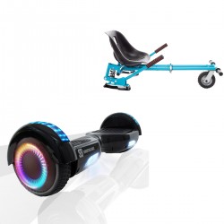 Pachet Hoverboard 6.5 inch cu Scaun cu Suspensii, Regular Black PRO, Autonomie Extinsa si Hoverkart Albastru cu Suspensii Duble, Smart Balance