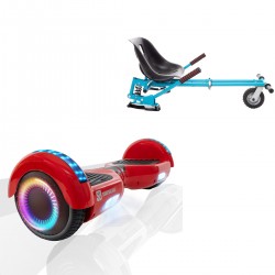 Pachet Hoverboard 6.5 inch cu Scaun cu Suspensii, Regular Red PRO, Autonomie Extinsa si Hoverkart Albastru cu Suspensii Duble, Smart Balance