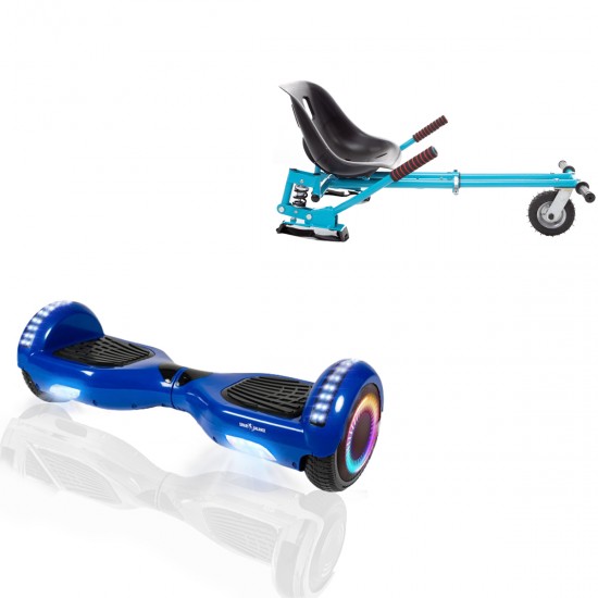 Pachet Hoverboard 6.5 inch cu Scaun cu Suspensii, Regular Blue PRO, Autonomie Extinsa si Hoverkart Albastru cu Suspensii Duble, Smart Balance