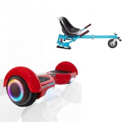 Pachet Hoverboard 6.5 inch cu Scaun cu Suspensii, Regular Red PowerBoard PRO, Autonomie Standard si Hoverkart Albastru cu Suspensii Duble, Smart Balance