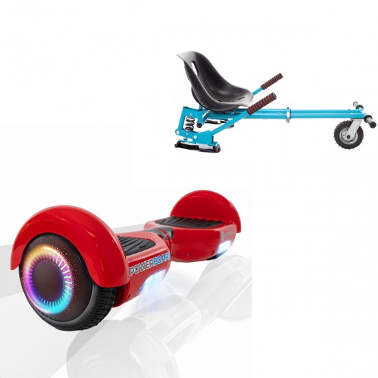 Pachet Hoverboard 6.5 inch cu Scaun cu Suspensii, Regular Red PowerBoard PRO, Autonomie Standard si Hoverkart Albastru cu Suspensii Duble, Smart Balance 1