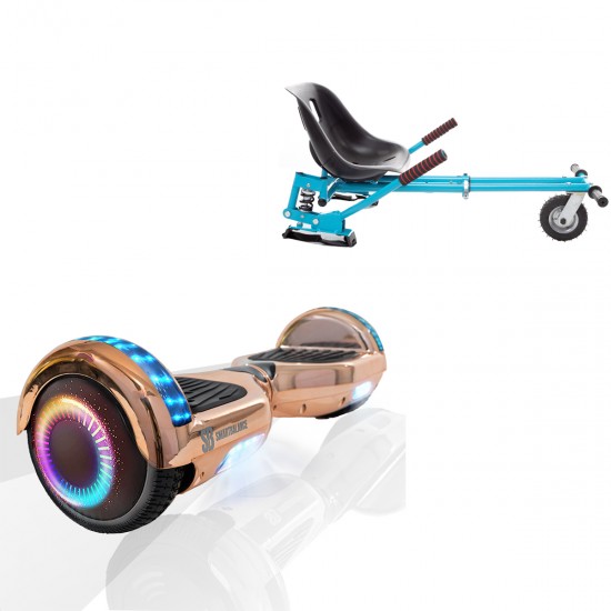Pachet Hoverboard 6.5 inch cu Scaun cu Suspensii, Regular Iron PRO, Autonomie Extinsa si Hoverkart Albastru cu Suspensii Duble, Smart Balance