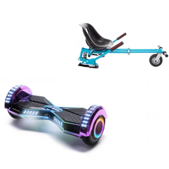 Pachet Hoverboard 6.5 inch cu Scaun cu Suspensii, Transformers Dakota PRO, Autonomie Standard si Hoverkart Albastru cu Suspensii Duble, Smart Balance