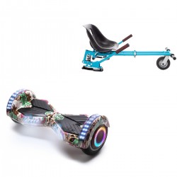 Pachet Hoverboard 6.5 inch cu Scaun cu Suspensii, Transformers SkullColor PRO, Autonomie Extinsa si Hoverkart Albastru cu Suspensii Duble, Smart Balance