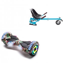 Pachet Hoverboard 8 inch cu Scaun cu Suspensii, Transformers SkullColor PRO, Autonomie Standard si Hoverkart Albastru cu Suspensii Duble, Smart Balance