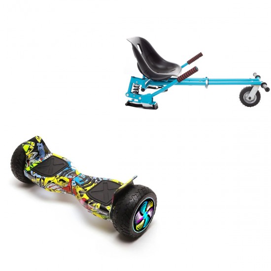 Pachet Hoverboard 8.5 inch cu Scaun cu Suspensii, Hummer HipHop PRO, Autonomie Standard si Hoverkart Albastru cu Suspensii Duble, Smart Balance