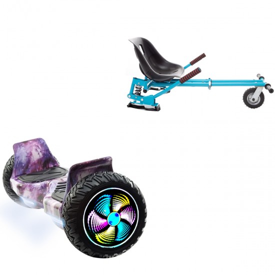 Pachet Hoverboard 8.5 inch cu Scaun cu Suspensii, Hummer Galaxy PRO, Autonomie Extinsa si Hoverkart Albastru cu Suspensii Duble, Smart Balance