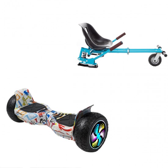 Pachet Hoverboard 8.5 inch cu Scaun cu Suspensii, Hummer Splash PRO, Autonomie Standard si Hoverkart Albastru cu Suspensii Duble, Smart Balance