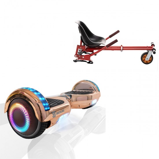Pachet Hoverboard 6.5 inch cu Scaun cu Suspensii, Regular Iron PRO, Autonomie Standard si Hoverkart Rosu cu Suspensii Duble, Smart Balance