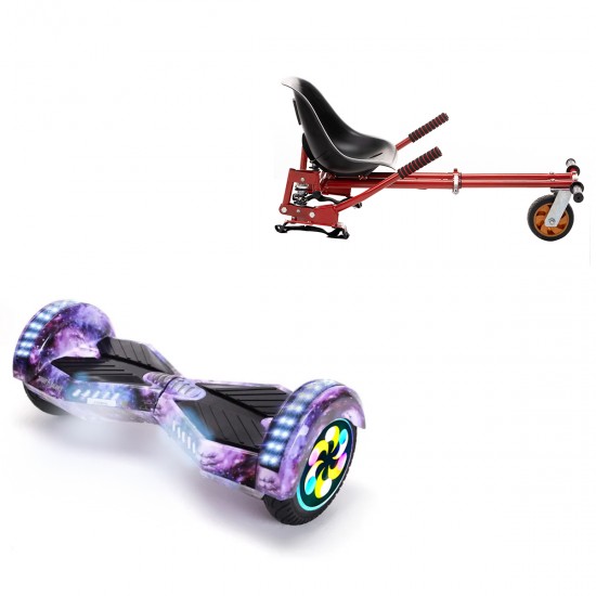 Pachet Hoverboard 8 inch cu Scaun cu Suspensii, Transformers Galaxy PRO, Autonomie Standard si Hoverkart Rosu cu Suspensii Duble, Smart Balance