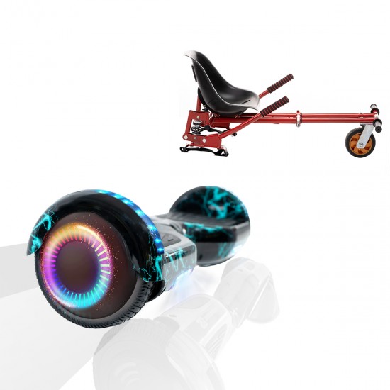 Pachet Hoverboard 6.5 inch cu Scaun cu Suspensii, Regular Thunderstorm PRO, Autonomie Extinsa si Hoverkart Rosu cu Suspensii Duble, Smart Balance