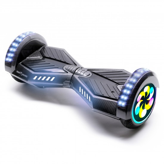 Pachet Hoverboard 8 inch cu Scaun Standard, Transformers Carbon PRO, Autonomie Standard si Hoverkart Ergonomic Alb, Smart Balance 4