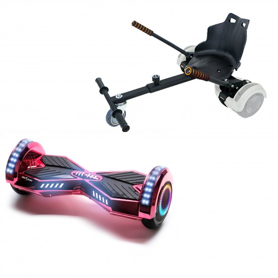 Pachet Hoverboard 6.5 inch cu Scaun Standard, Transformers ElectroPink PRO, Autonomie Standard si Hoverkart Ergonomic Negru, Smart Balance