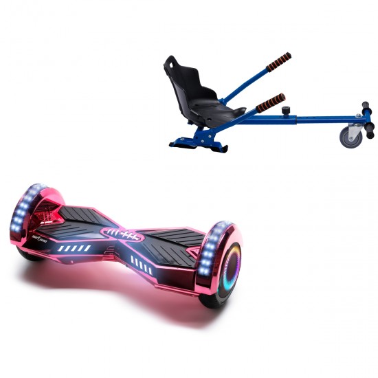 Pachet Hoverboard 6.5 inch cu Scaun Standard, Transformers ElectroPink PRO, Autonomie Standard si Hoverkart Ergonomic Albastru, Smart Balance