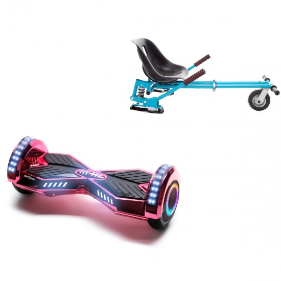 Pachet Hoverboard 6.5 inch cu Scaun cu Suspensii, Transformers ElectroPink PRO, Autonomie Extinsa si Hoverkart Albastru cu Suspensii Duble, Smart Balance
