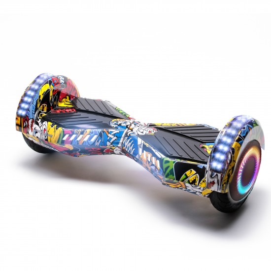 Pachet Hoverboard 6.5 inch cu Scaun Standard, Transformers HipHop PRO, Autonomie Extinsa si Hoverkart Ergonomic Alb, Smart Balance 6