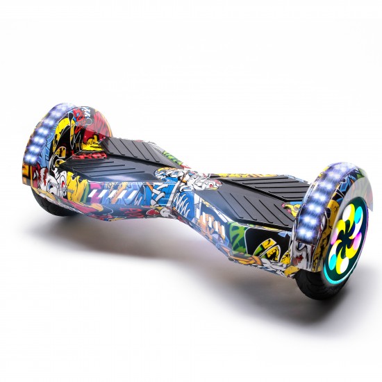 Pachet Hoverboard 8 inch cu Scaun cu Suspensii, Transformers HipHop PRO, Autonomie Extinsa si Hoverkart Negru cu Suspensii Duble, Smart Balance 6