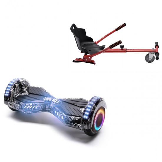 Pachet Hoverboard 6.5 inch cu Scaun Standard, Transformers SkullHead PRO, Autonomie Standard si Hoverkart Ergonomic Rosu, Smart Balance