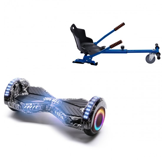 Pachet Hoverboard 6.5 inch cu Scaun Standard, Transformers SkullHead PRO, Autonomie Standard si Hoverkart Ergonomic Albastru, Smart Balance