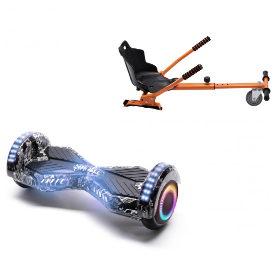 Pachet Hoverboard 6.5 inch cu Scaun Standard, Transformers SkullHead PRO, Autonomie Standard si Hoverkart Ergonomic Portocaliu, Smart Balance