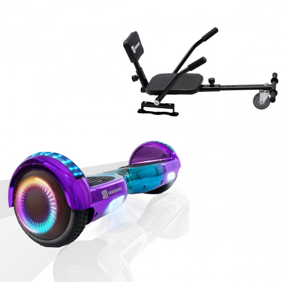 Pachet Hoverboard 6.5 inch cu Scaun Confort, Regular Dakota PRO, Autonomie Extinsa si Hoverkart cu Burete Negru, Smart Balance