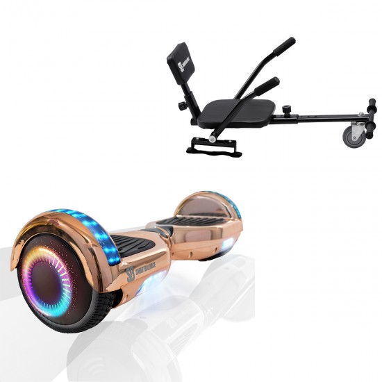Pachet Hoverboard 6.5 inch cu Scaun Confort, Regular Iron PRO, Autonomie Standard si Hoverkart cu Burete Negru, Smart Balance
