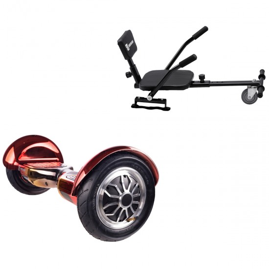 Pachet Hoverboard 10 inch cu Scaun Confort, Off-Road Sunset, Autonomie Standard si Hoverkart cu Burete Negru, Smart Balance