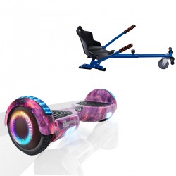 Pachet Hoverboard 6.5 inch cu Scaun Standard, Regular Galaxy Pink PRO, Autonomie Standard si Hoverkart Ergonomic Albastru, Smart Balance