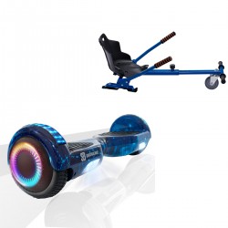 Pachet Hoverboard 6.5 inch cu Scaun Standard, Regular Galaxy Blue PRO, Autonomie Standard si Hoverkart Ergonomic Albastru, Smart Balance