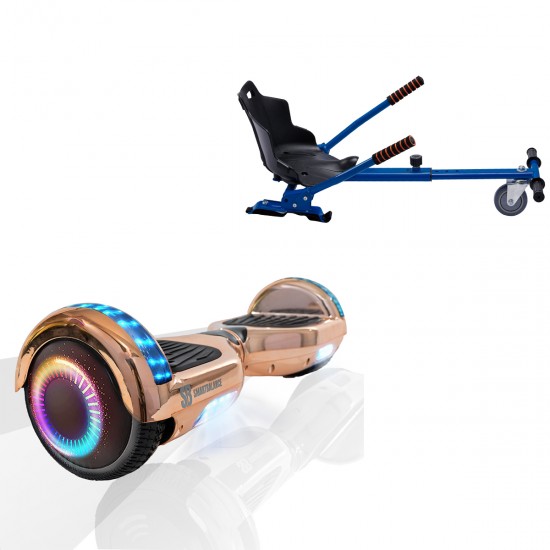Pachet Hoverboard 6.5 inch cu Scaun Standard, Regular Iron PRO, Autonomie Standard si Hoverkart Ergonomic Albastru, Smart Balance