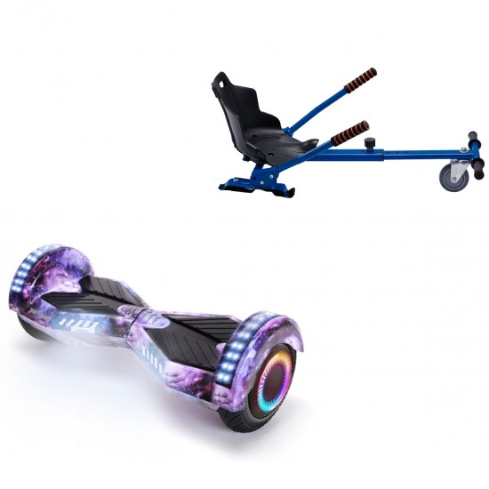 Pachet Hoverboard 6.5 inch cu Scaun Standard, Transformers Galaxy PRO, Autonomie Standard si Hoverkart Ergonomic Albastru, Smart Balance
