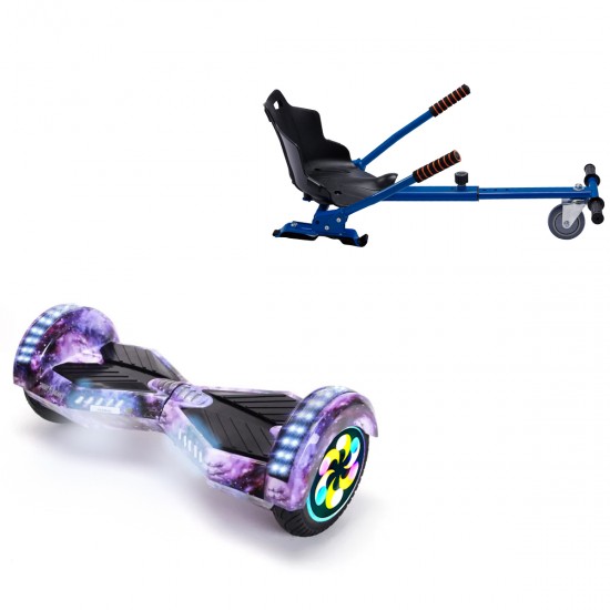 Pachet Hoverboard 8 inch cu Scaun Standard, Transformers Galaxy PRO, Autonomie Extinsa si Hoverkart Ergonomic Albastru, Smart Balance