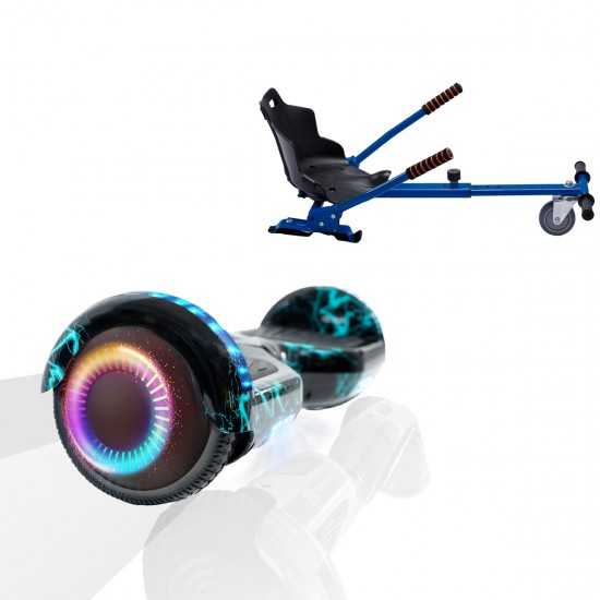 Pachet Hoverboard 6.5 inch cu Scaun Standard, Regular Thunderstorm PRO, Autonomie Standard si Hoverkart Ergonomic Albastru, Smart Balance