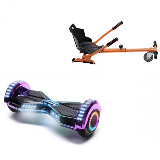 Pachet Hoverboard 6.5 inch cu Scaun Standard, Transformers Dakota PRO, Autonomie Extinsa si Hoverkart Ergonomic Portocaliu, Smart Balance