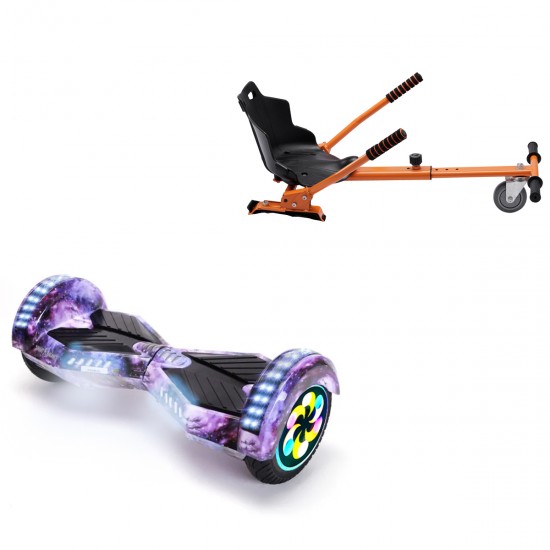 Pachet Hoverboard 8 inch cu Scaun Standard, Transformers Galaxy PRO, Autonomie Extinsa si Hoverkart Ergonomic Portocaliu, Smart Balance