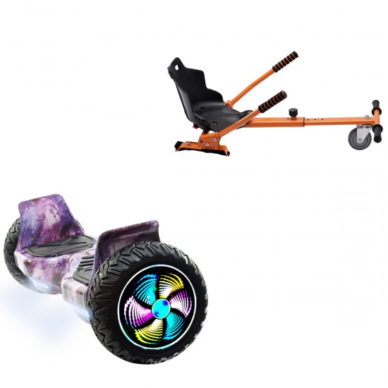 Pachet Hoverboard 8.5 inch cu Scaun Standard, Hummer Galaxy PRO, Autonomie Standard si Hoverkart Ergonomic Portocaliu, Smart Balance