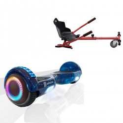 Pachet Hoverboard 6.5 inch cu Scaun Standard, Regular Galaxy Blue PRO, Autonomie Standard si Hoverkart Ergonomic Rosu, Smart Balance