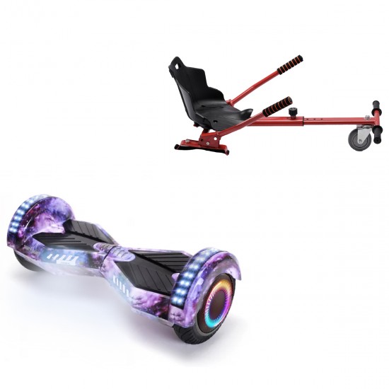 Pachet Hoverboard 6.5 inch cu Scaun Standard, Transformers Galaxy PRO, Autonomie Standard si Hoverkart Ergonomic Rosu, Smart Balance