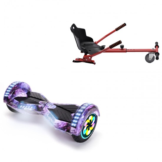 Pachet Hoverboard 8 inch cu Scaun Standard, Transformers Galaxy PRO, Autonomie Extinsa si Hoverkart Ergonomic Rosu, Smart Balance